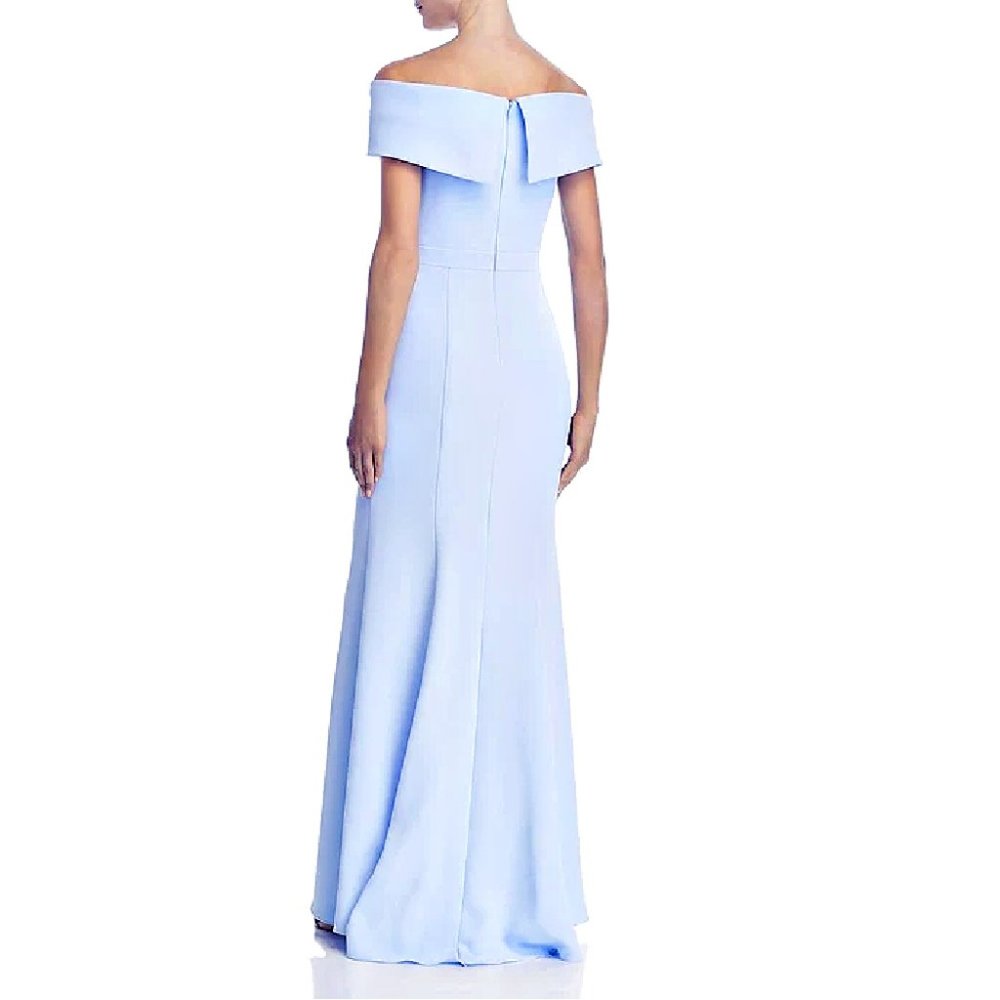 Aqua Blue Off the Shoulder Gown w/ Front Split 6 - Picture 2 of 2